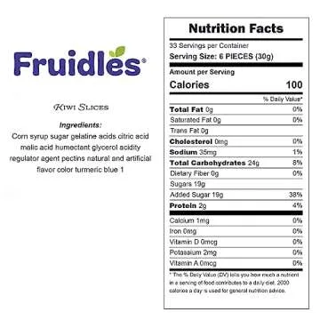 Fruidles Sour Kiwi Slices, Soft Chewy Gummy Candy, Fat-Free (1 Pound)