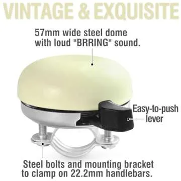 MARQUE Beach Cruiser Bike Bell – Classic Bicycle Bell Design for Adults and Kids with Traditional Ring Sound