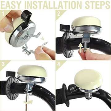 MARQUE Beach Cruiser Bike Bell – Classic Bicycle Bell Design for Adults and Kids with Traditional Ring Sound