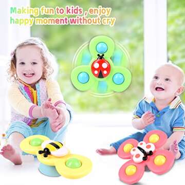 Suction Cup Spinner Toy for Baby 1 2 Year Old, 3PCS Spinner Sensory Toys for Toddlers 1 3, Cartoon B...