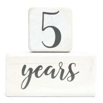 Premium Solid Wood Baby Milestone Age Blocks + Gift Box | Soft White Stained Natural Pine | Weeks Months Years Grade Newborn Photo Props | Perfect Pregnancy Gift and Keepsake, Month Photos