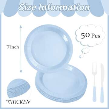 FALIZIFU 50 Pcs Light Blue Paper Plates 7 Inch Blue Dessert Plates Disposable Dinner Plates for Baby...