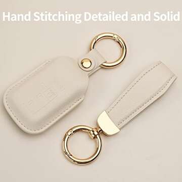 Bqepe Leather Key Fob Cover for Honda Models (White)