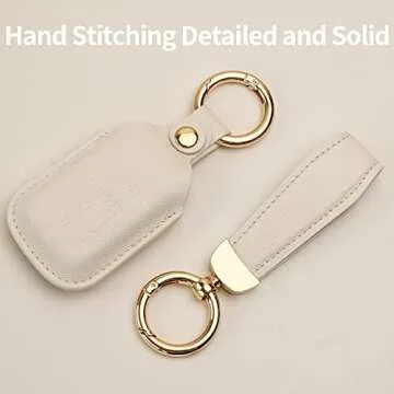 Bqepe Leather Key Fob Cover for Honda Models (White)