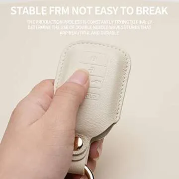 Bqepe Leather Key Fob Cover for Honda Models (White)