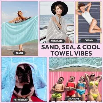 LIFENSTEO Turkish Beach Towel - Oversized, Quick Drying, 100% Cotton