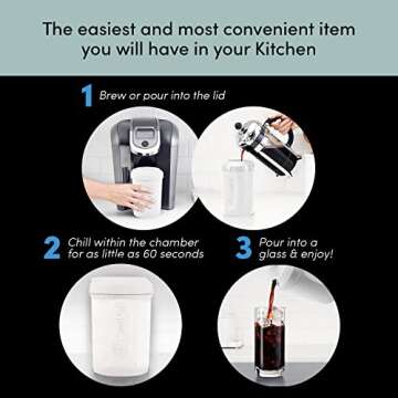 HyperChiller HC2W Patented Iced Coffee/Beverage Cooler, NEW, IMPROVED,STRONGER AND MORE DURABLE! Ready in One Minute, Reusable for Iced Tea, Wine, Spirits, Alcohol, Juice, 12.5 Oz, White