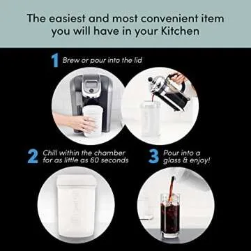 HyperChiller HC2W Patented Iced Coffee/Beverage Cooler, NEW, IMPROVED,STRONGER AND MORE DURABLE! Ready in One Minute, Reusable for Iced Tea, Wine, Spirits, Alcohol, Juice, 12.5 Oz, White
