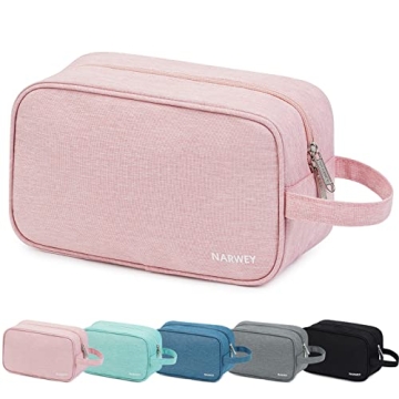 Narwey Travel Toiletry Bag for Women - Pink Makeup Organizer