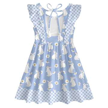 Toddler Kids Dress Girls Easter Bunny Summer Beach Dresses 4T 5T Girl Rabbit Cute Ruffle Sleeveless ...
