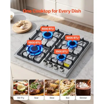 VEVOR 24 inch Stylish and Safe Gas Cooktop for Any Kitchen