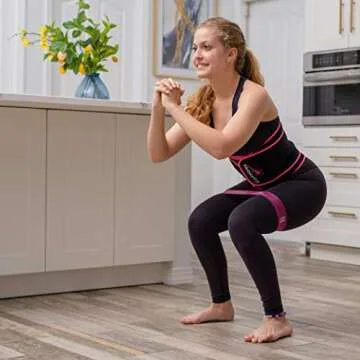 MeteorFIT Sweat Band Waist Trainer For Women 2-in-1 Corset Cincher Belt + Sweet Resistance Bands Set (SM)