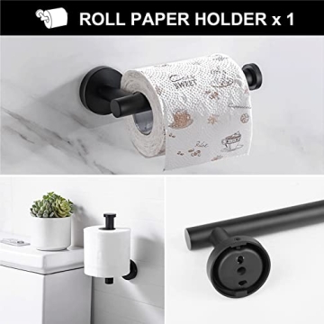 6-Piece Matte Black Bathroom Hardware Accessories Set