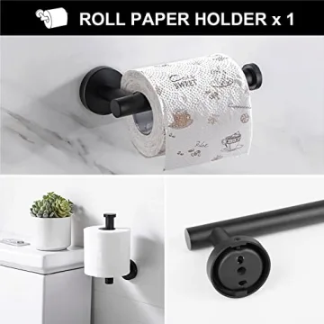 6-Piece Matte Black Bathroom Hardware Accessories Set