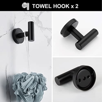 6-Piece Matte Black Bathroom Hardware Accessories Set