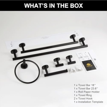 6-Piece Matte Black Bathroom Hardware Accessories Set