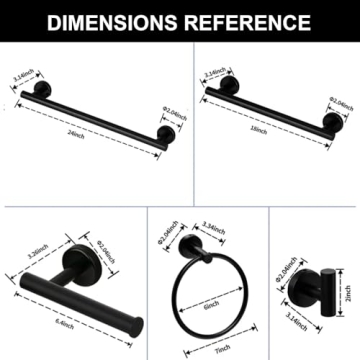 6-Piece Matte Black Bathroom Hardware Accessories Set