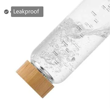 sunkey Glass Water Bottle 32 oz Wide Mouth with Sleeve Bamboo Lid Motivational Water Bottle With Time Marker Reusable Safe for Hot Cold Drinks Bpa Free (Gray)