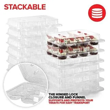 Stock Your Home Mini Disposable Plastic Cupcake Containers (20 Pack) 12 - Count Tray Compartment, Small or Mini Cupcakes Box/Holder/Carrier with Clear Connected Dome Lid, BPA Free
