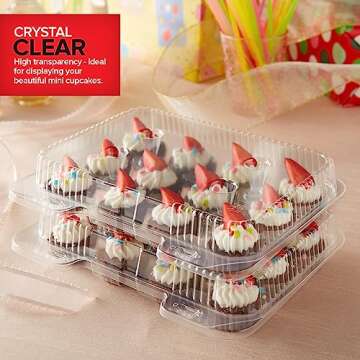 Stock Your Home Mini Disposable Plastic Cupcake Containers (20 Pack) 12 - Count Tray Compartment, Small or Mini Cupcakes Box/Holder/Carrier with Clear Connected Dome Lid, BPA Free