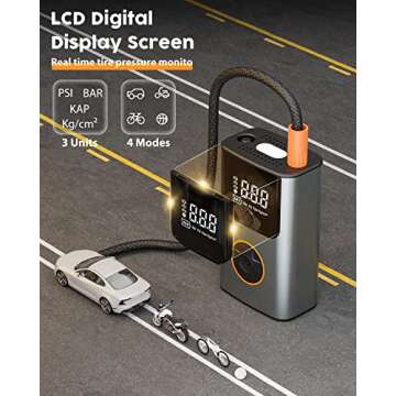 TGBOX Tire Inflator Portable Air Compressor, 150 PSI Fast Inflation & Cordless, Air Pump for Car Tires with Rechargeable Battery, Bike Pump for Car, Bicycle, Motorcycles, Ball