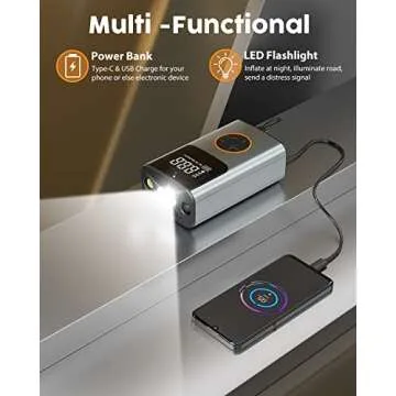 TGBOX Tire Inflator Portable Air Compressor, 150 PSI Fast Inflation & Cordless, Air Pump for Car Tires with Rechargeable Battery, Bike Pump for Car, Bicycle, Motorcycles, Ball