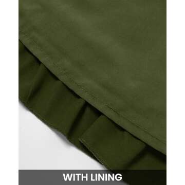 BTFBM Women Casual Summer Fall Dresses Tie V Neck Long Sleeve High Waist Ruffle Tiered A Line Swing Tunic Mini Dress(Long Sleeve Green, Medium)