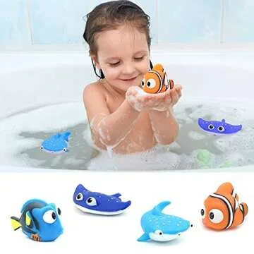 Kid Shower Toy Baby Bath Squirt Toys,Shark Bathtub Water Toys,4pcs Toddlers Infant Swimming Pool Toy...