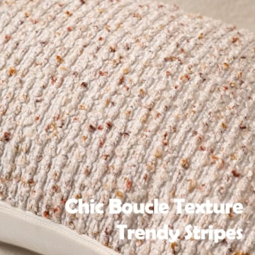 DEZENE Striped Throw Pillow Covers Set of 2 Beige