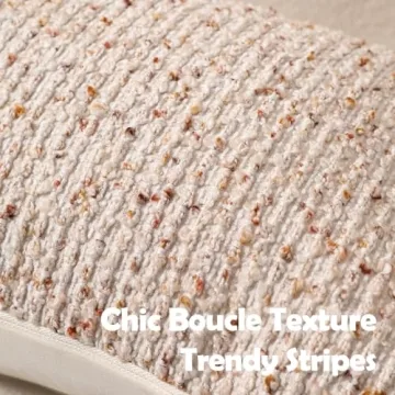 DEZENE Striped Throw Pillow Covers Set of 2 Beige