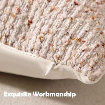 DEZENE Striped Throw Pillow Covers Set of 2 Beige