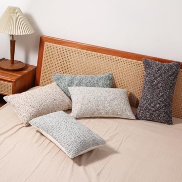 DEZENE Striped Throw Pillow Covers Set of 2 Beige