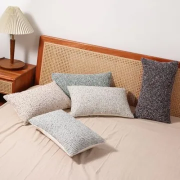 DEZENE Striped Throw Pillow Covers Set of 2 Beige