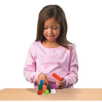 hand2mind Interlocking UniLink Math Linking Cubes, Plastic Cubes, Color Sorting, Connecting Cubes, M...