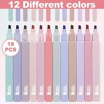 Erinnmy 18 Pieces Bible Highlighters No Bleed,Quick Dry Pastel Highlighters with Soft Chisel Tip,Aesthetic Cute Highlighters Mild Assorted Colors,Eye Protection Marker Pens for Office School Supplies