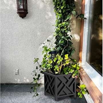 Trenton Gifts Chippendale Planters. Set of 2 .Black. Great for Outdoor Decor, Patio and Lawn Plant H...