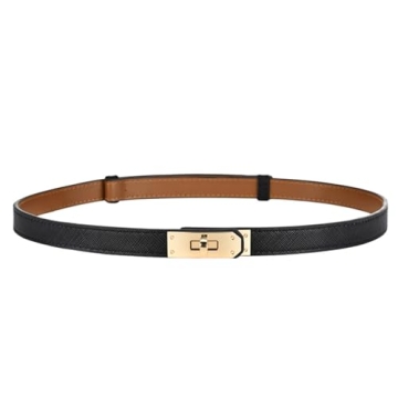 FENLDY Adjustable Thin Belts For Women - Chic Solid Color and Gold Buckle