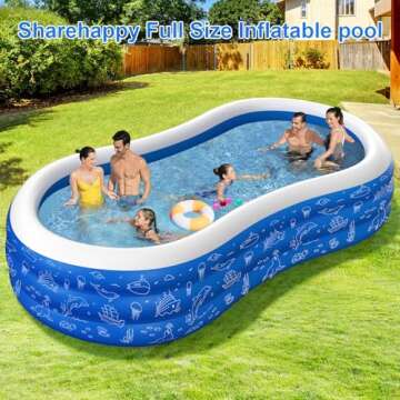 Large Inflatable Pool for Kids and Adults - 145x74x22