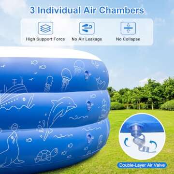 Large Inflatable Pool for Kids and Adults - 145x74x22