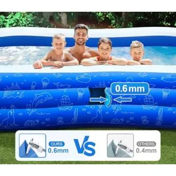 Large Inflatable Pool for Kids and Adults - 145x74x22