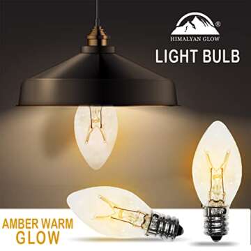 Himalayan Glow Salt Lamp Light Bulbs - Night Light Bulbs - 15 Watt Light Bulbs for Lamp - E12 Incandescent Bulbs - High Temp Resistance