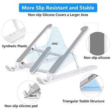 Gomyhom Laptop Stand, Foldable Portable Desktop Computer Laptop Stand, 6-Level Angle Adjustable Height Laptop Mount, Suitable for All Laptops and Tablets Gray