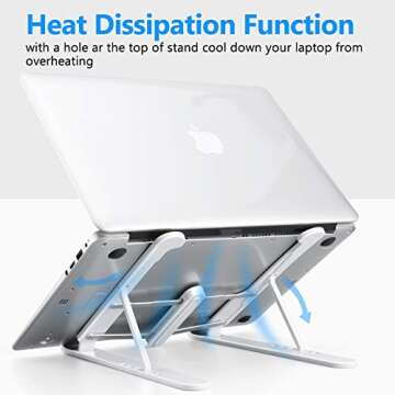 Gomyhom Laptop Stand, Foldable Portable Desktop Computer Laptop Stand, 6-Level Angle Adjustable Height Laptop Mount, Suitable for All Laptops and Tablets Gray