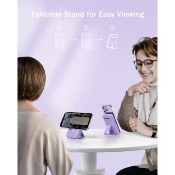 podoru for Magsafe Battery Pack, Foldable 10000mAh Magnetic Power Bank with USB-C Cable LED Display 22.5W PD Fast Charging Wireless Portable Charger for iPhone 16/15/14/13/12 Series-Purple