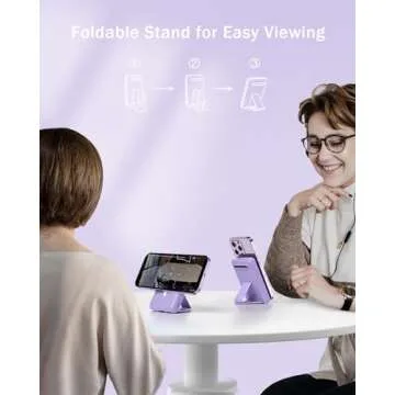 podoru for Magsafe Battery Pack, Foldable 10000mAh Magnetic Power Bank with USB-C Cable LED Display 22.5W PD Fast Charging Wireless Portable Charger for iPhone 16/15/14/13/12 Series-Purple