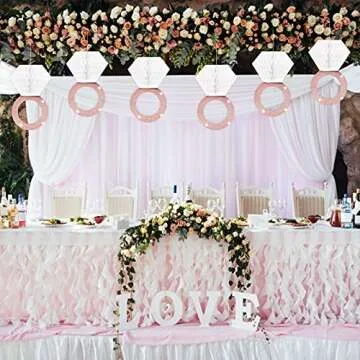 Bachelorette Party Supplies Diomand Ring Hanging Decorations 6PCS Glitter Rose Gold Honeycomb for Engagement Party Bridal Shower Wedding