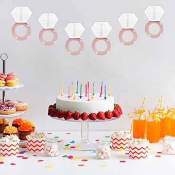 Bachelorette Party Supplies Diomand Ring Hanging Decorations 6PCS Glitter Rose Gold Honeycomb for Engagement Party Bridal Shower Wedding