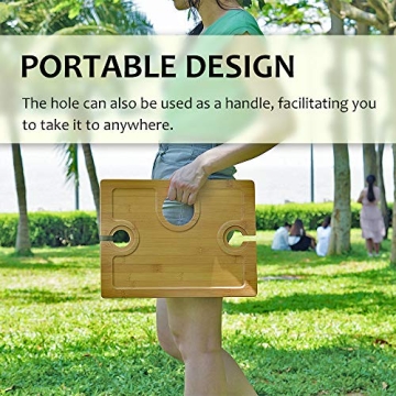 Tirrinia Portable Wine Picnic Table, Ideal Wine Gift for Women Men, Small Folding Outdoor Picnic & Cheese Tray with 2 Wine Glasses Holder for Camping, Park, Beach, Garden, Concerts
