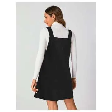 Milumia Women V Neck Corduroy Pinafore Overall Mini Dress Jumper Dress