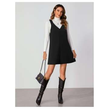 Milumia V Neck Corduroy Pinafore Mini Dress for Women